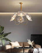 Murano Glass Flower Chandelier - Handcrafted Floral Design Pendant Light for Living Room & Dining Room Decor