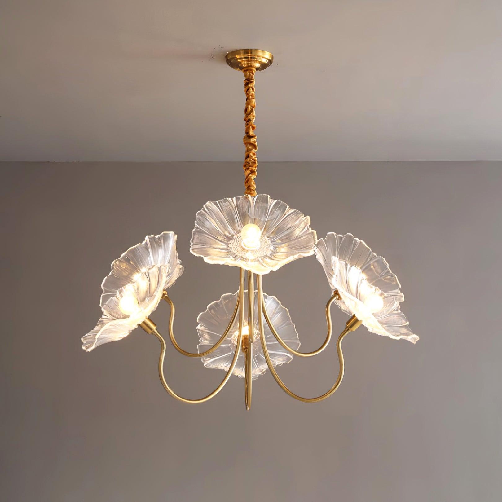 Murano Glass Flower Chandelier - Handcrafted Floral Design Pendant Light for Living Room & Dining Room Decor
