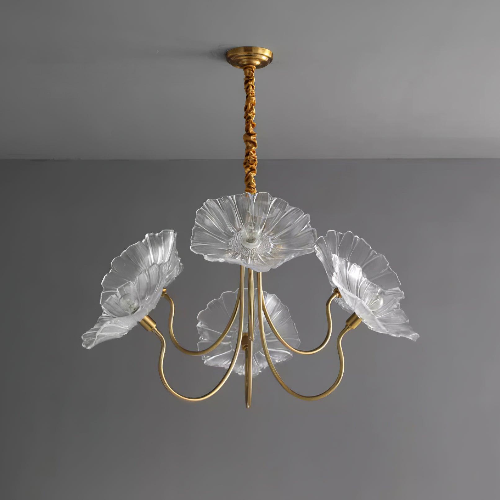 Murano Glass Flower Chandelier - Handcrafted Floral Design Pendant Light for Living Room & Dining Room Decor