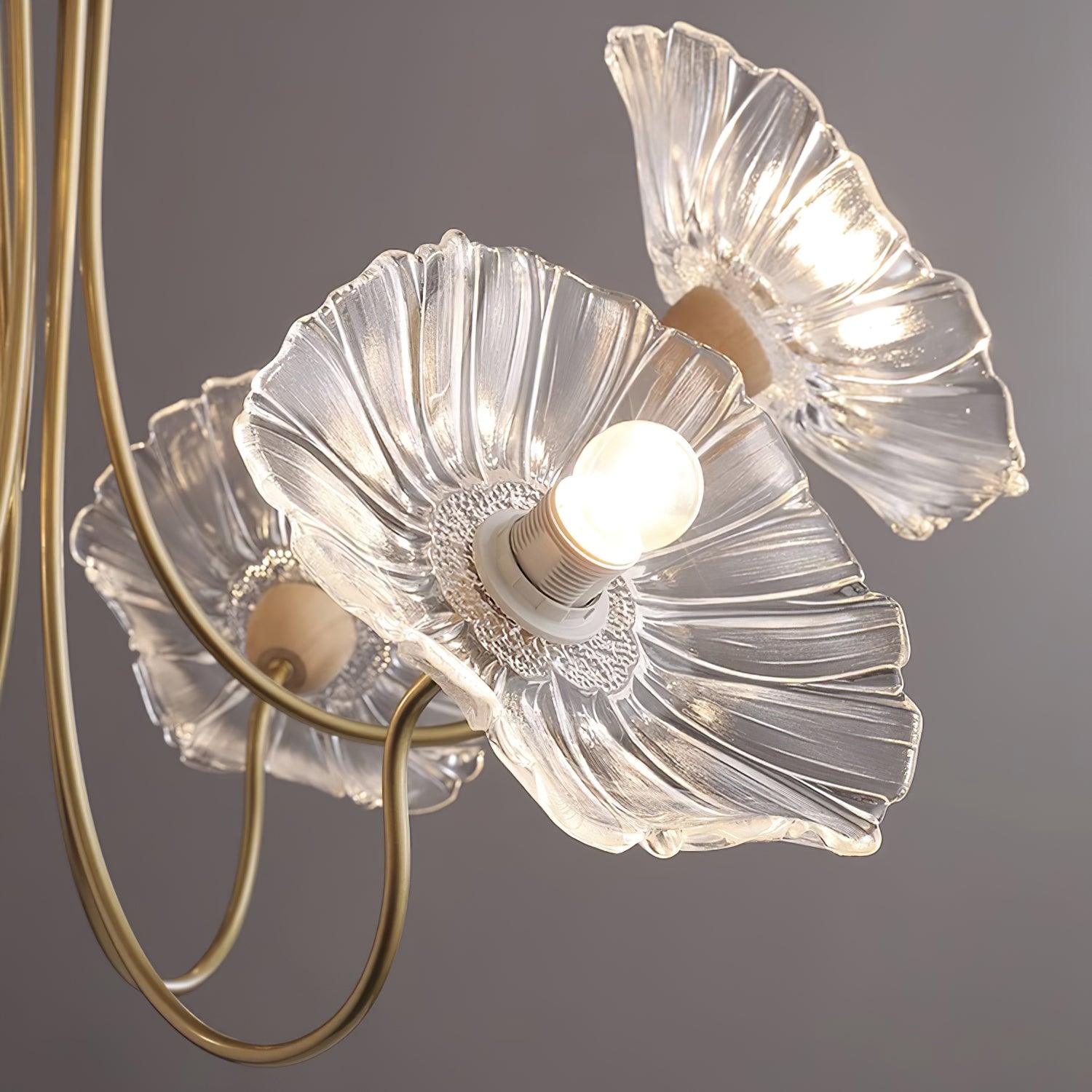 Murano Glass Flower Chandelier - Handcrafted Floral Design Pendant Light for Living Room & Dining Room Decor