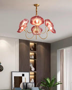 Murano Glass Flower Chandelier - Handcrafted Floral Design Pendant Light for Living Room & Dining Room Decor