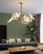 Murano Glass Flower Chandelier - Handcrafted Floral Design Pendant Light for Living Room & Dining Room Decor