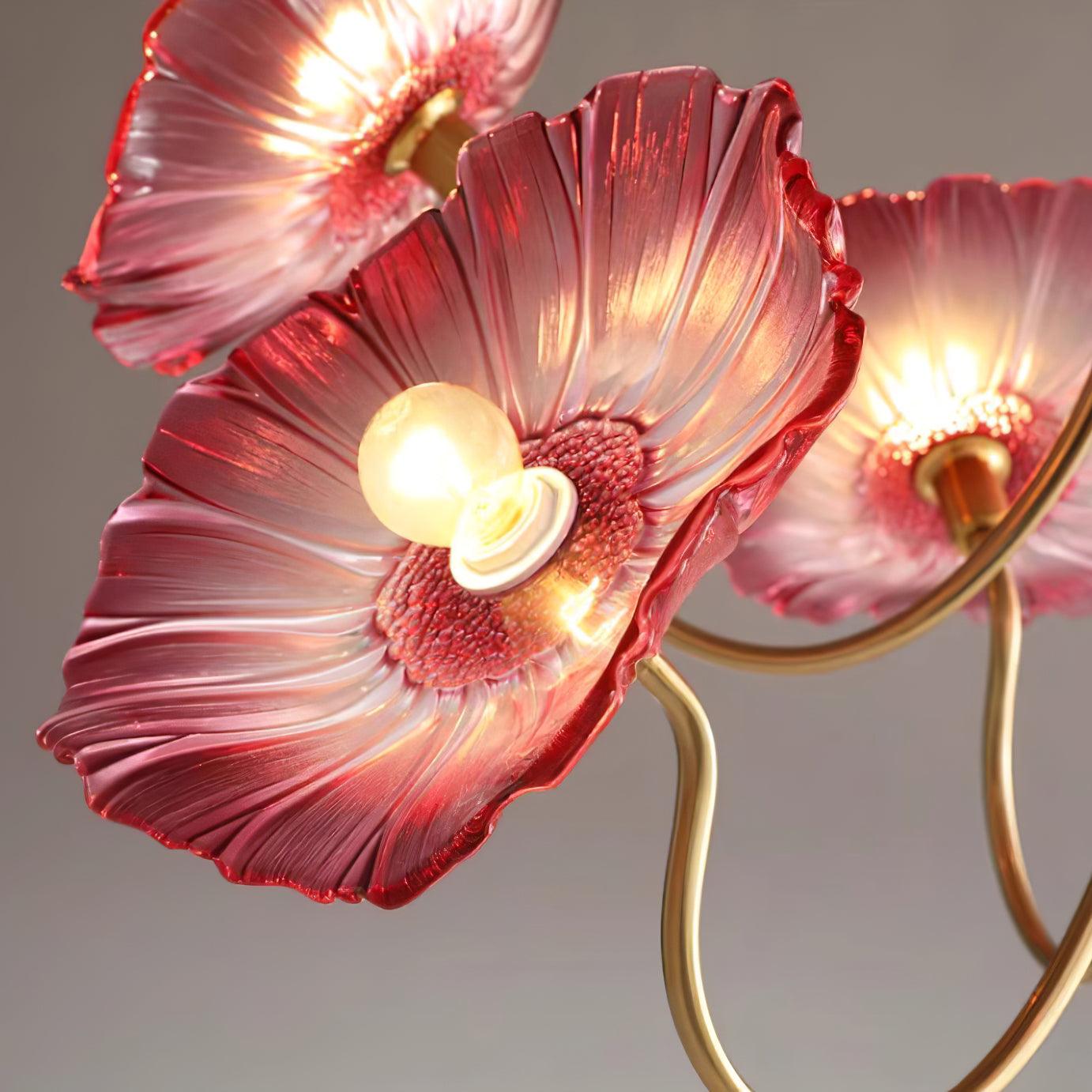 Murano Glass Flower Chandelier - Handcrafted Floral Design Pendant Light for Living Room & Dining Room Decor