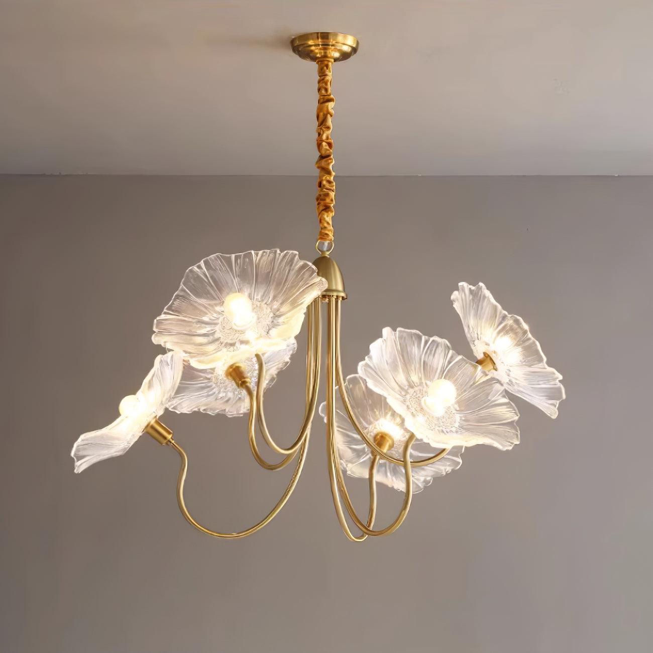 Murano Glass Flower Chandelier - Handcrafted Floral Design Pendant Light for Living Room & Dining Room Decor