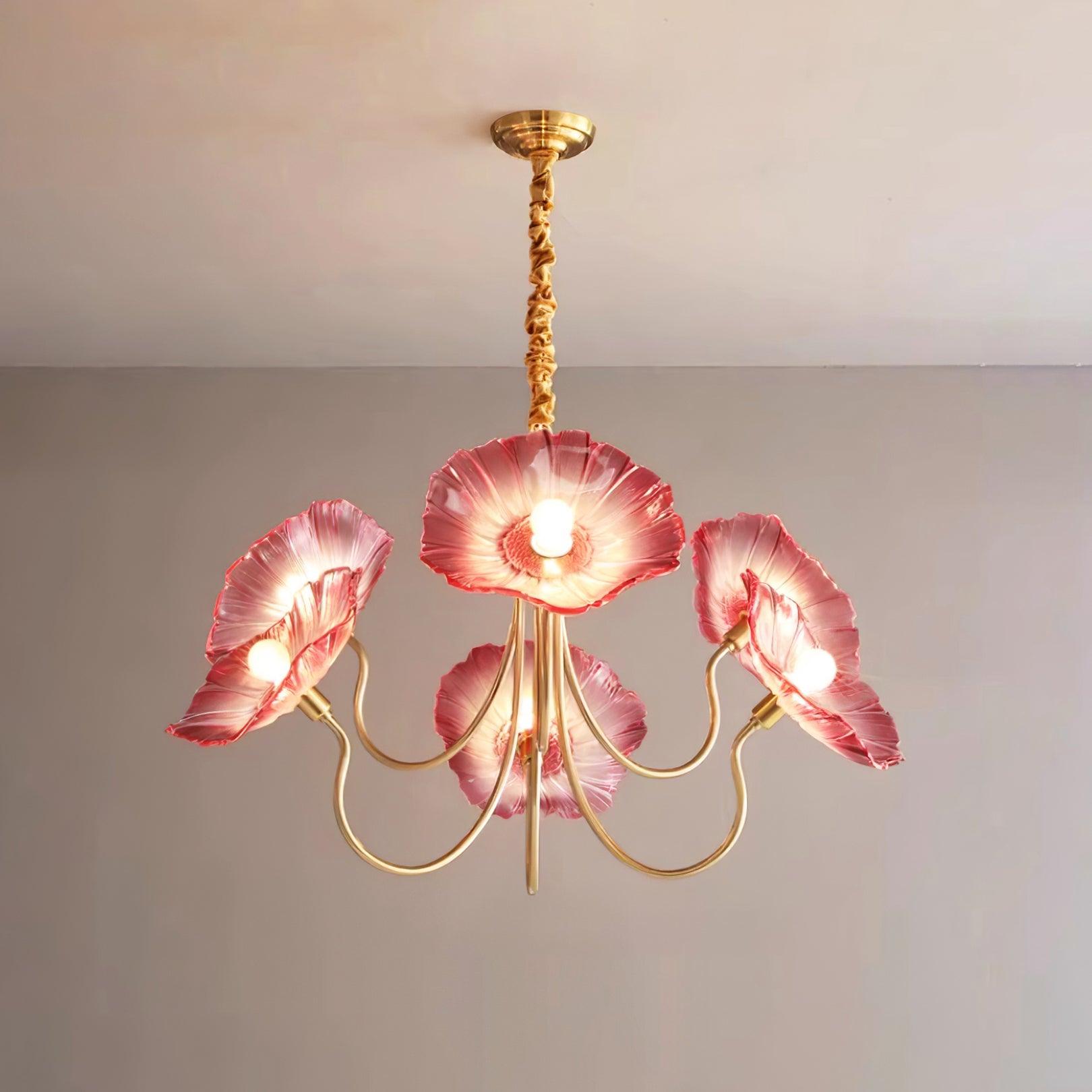 Murano Glass Flower Chandelier - Handcrafted Floral Design Pendant Light for Living Room & Dining Room Decor
