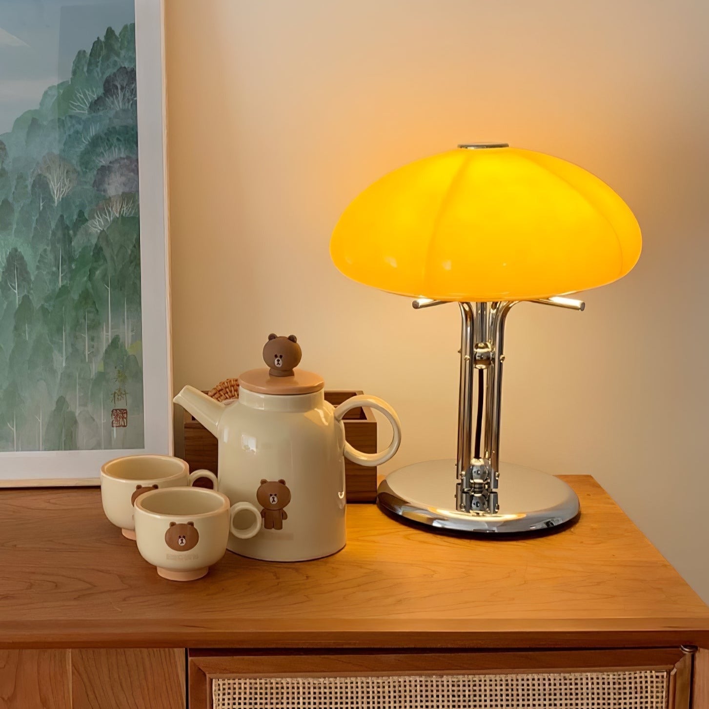 LED Mushroom Table Lamp - Modern Design with Adjustable Brightness for Home Office & Living Room Use