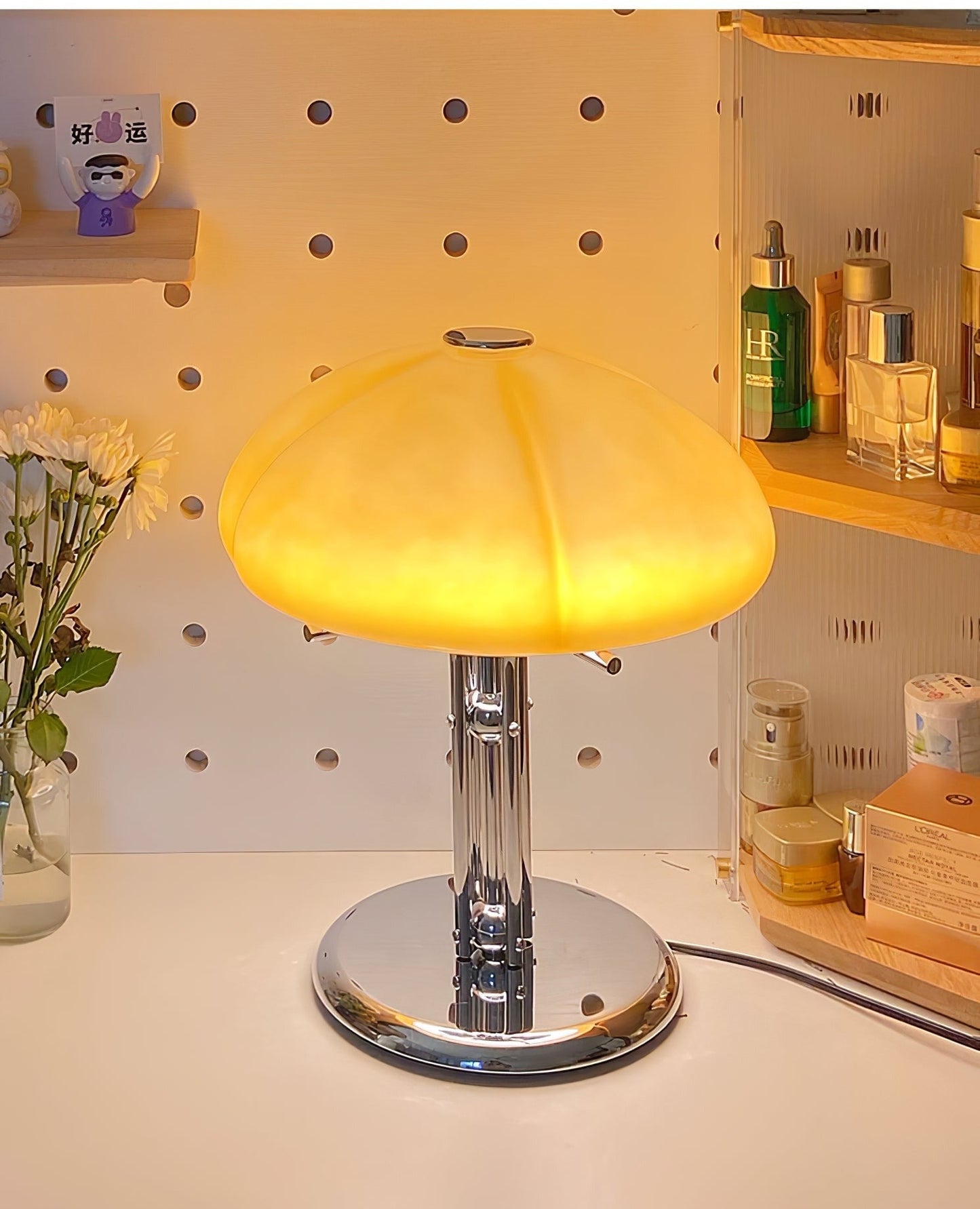 LED Mushroom Table Lamp - Modern Design with Adjustable Brightness for Home Office & Living Room Use