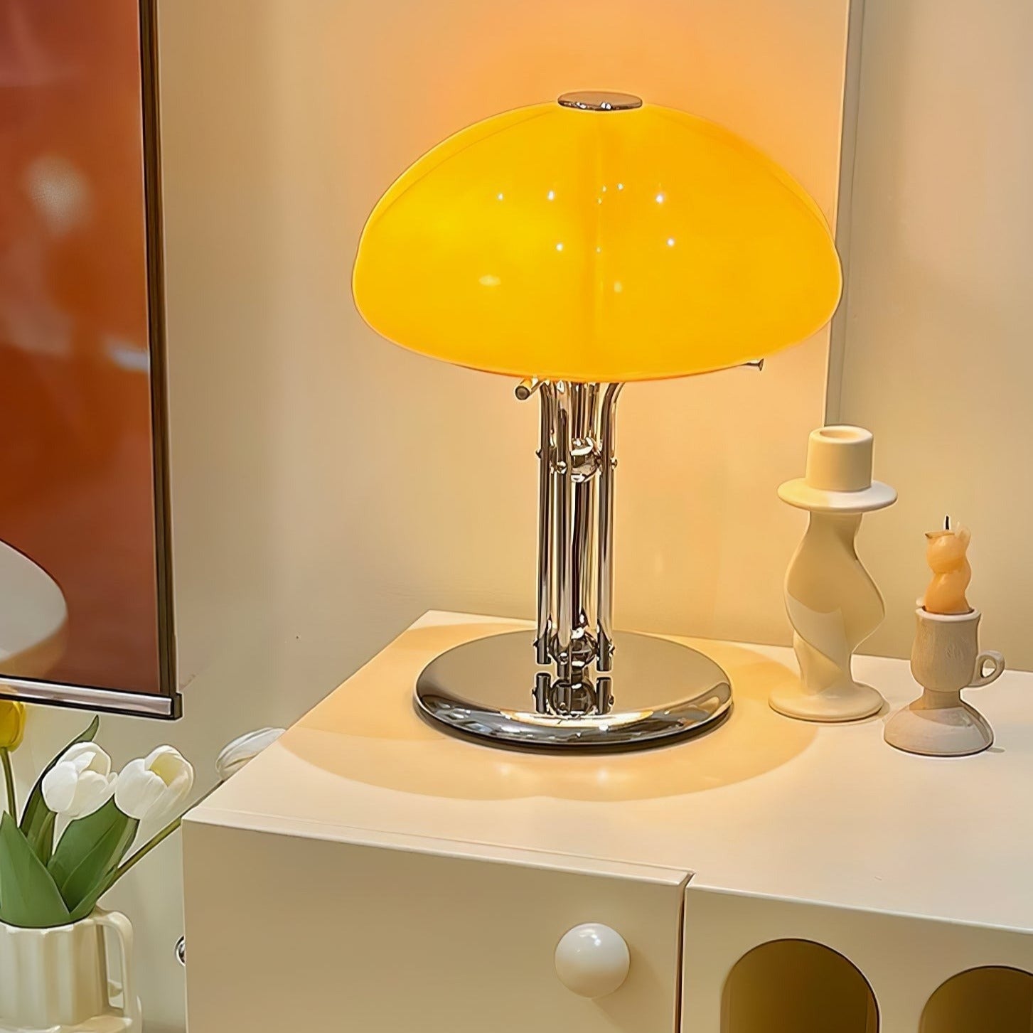 LED Mushroom Table Lamp - Modern Design with Adjustable Brightness for Home Office & Living Room Use
