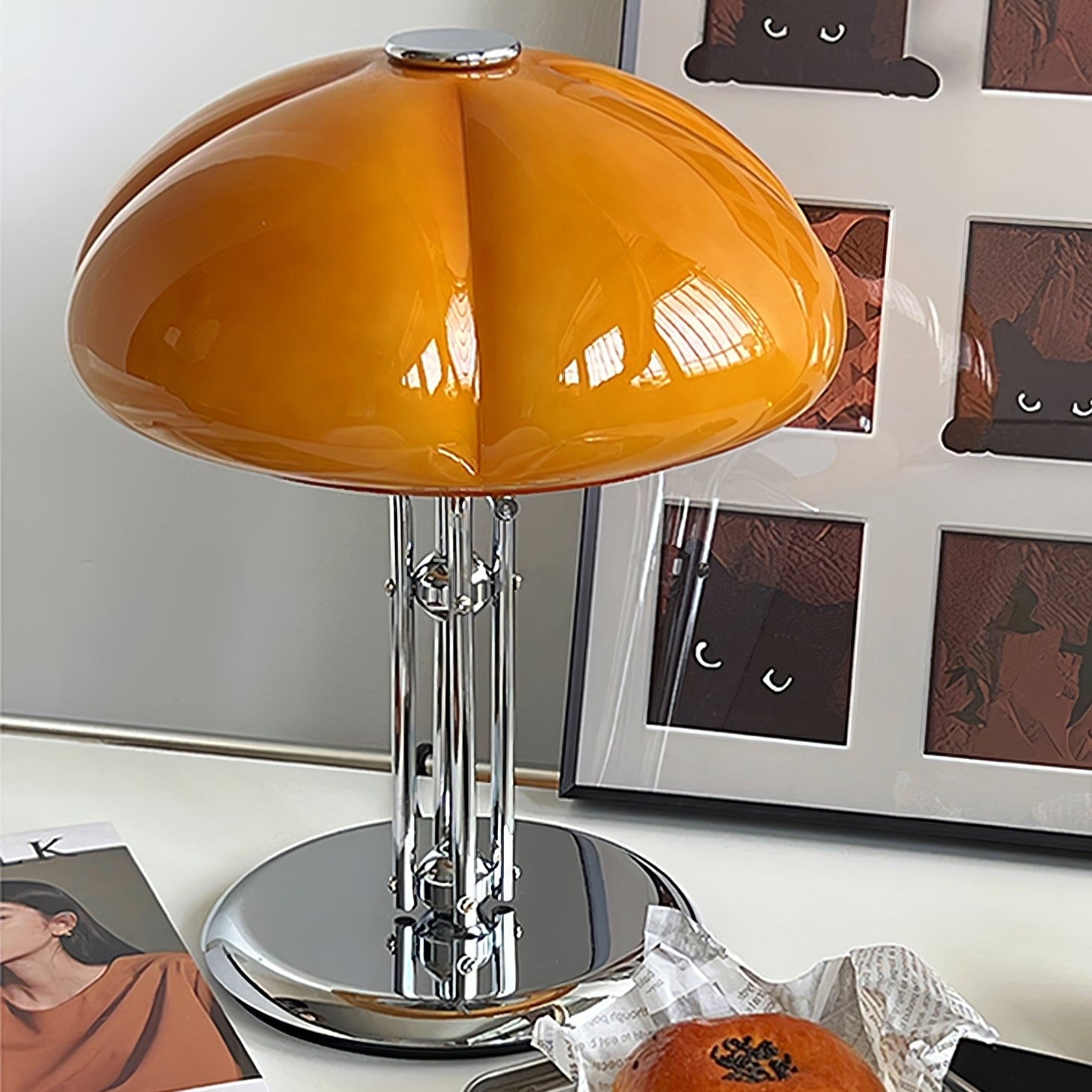 LED Mushroom Table Lamp - Modern Design with Adjustable Brightness for Home Office & Living Room Use