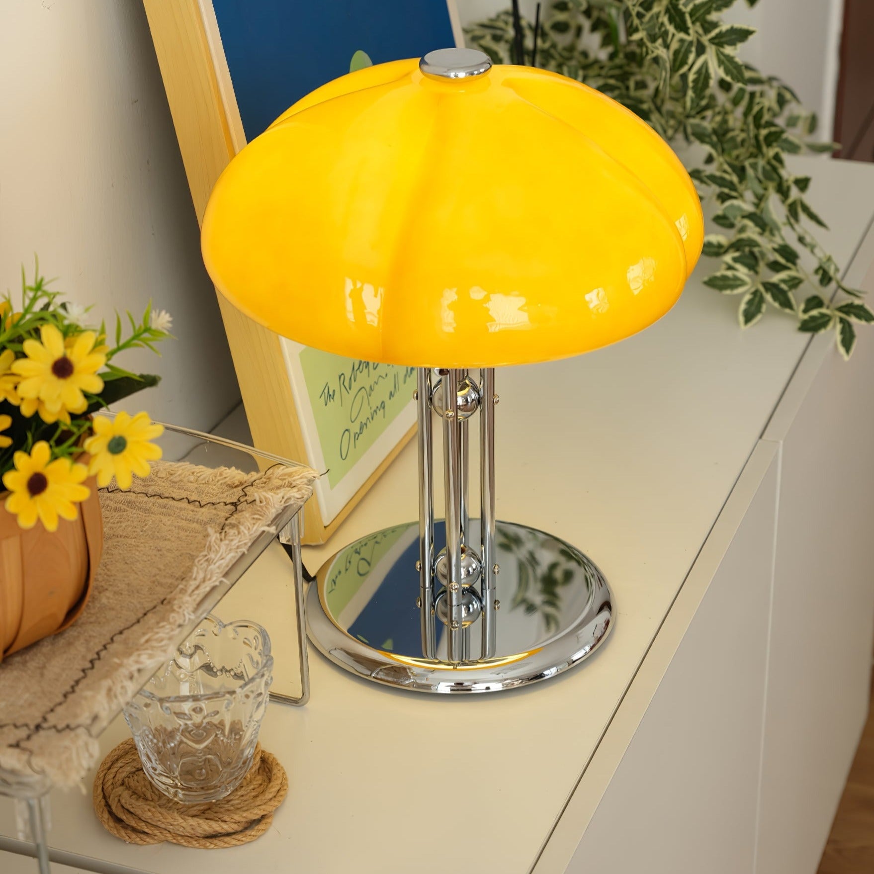 LED Mushroom Table Lamp - Modern Design with Adjustable Brightness for Home Office & Living Room Use