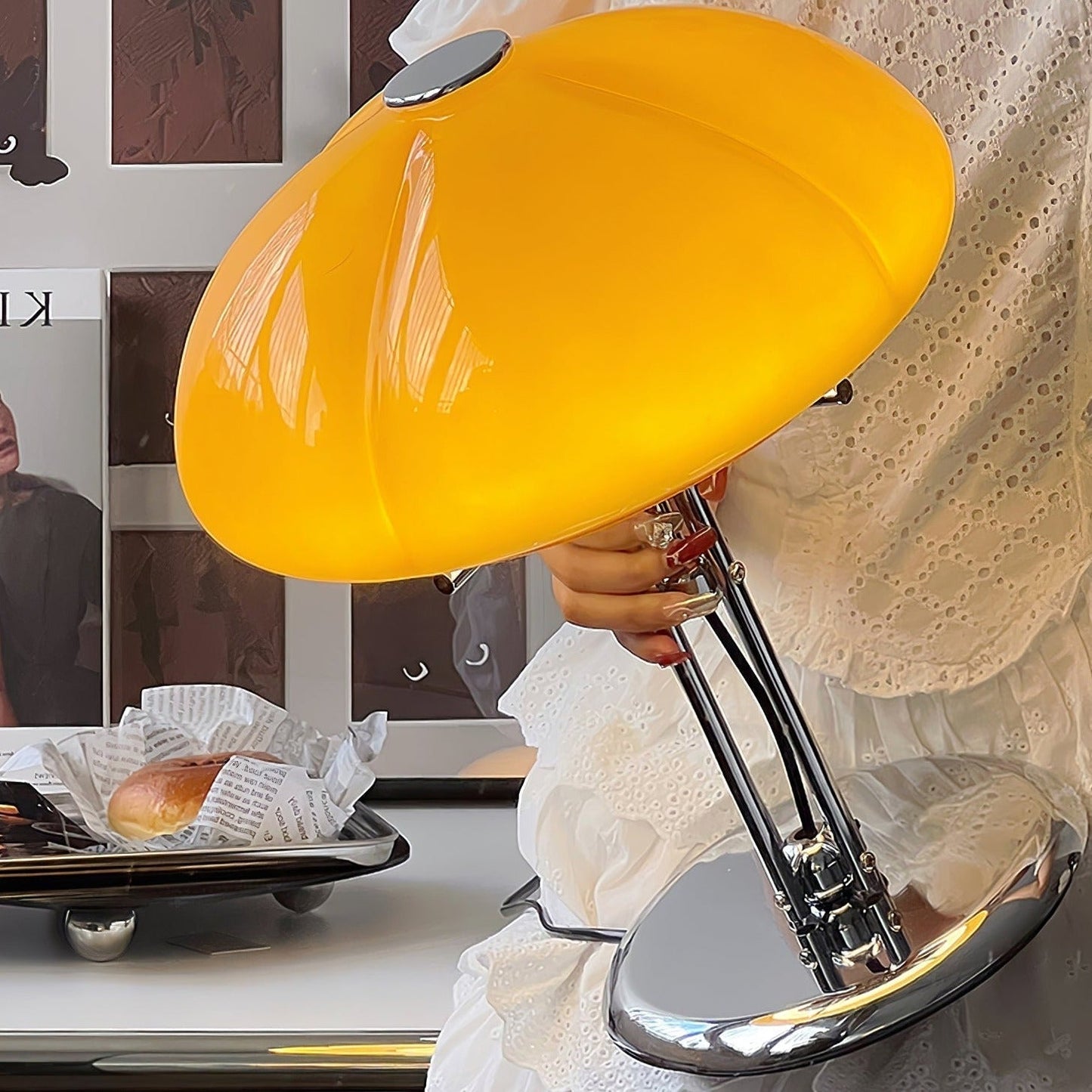 LED Mushroom Table Lamp - Modern Design with Adjustable Brightness for Home Office & Living Room Use