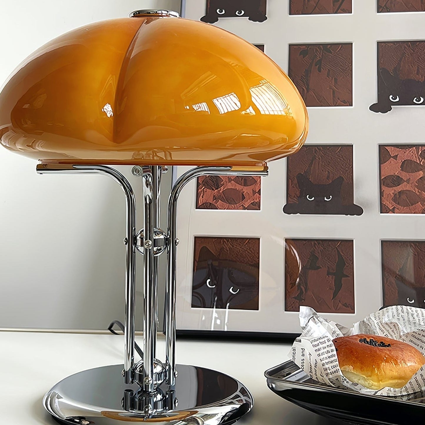 LED Mushroom Table Lamp - Modern Design with Adjustable Brightness for Home Office & Living Room Use