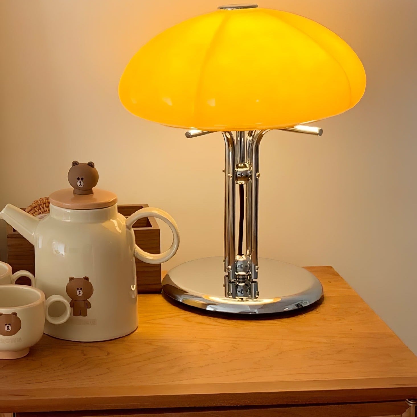 LED Mushroom Table Lamp - Modern Design with Adjustable Brightness for Home Office & Living Room Use