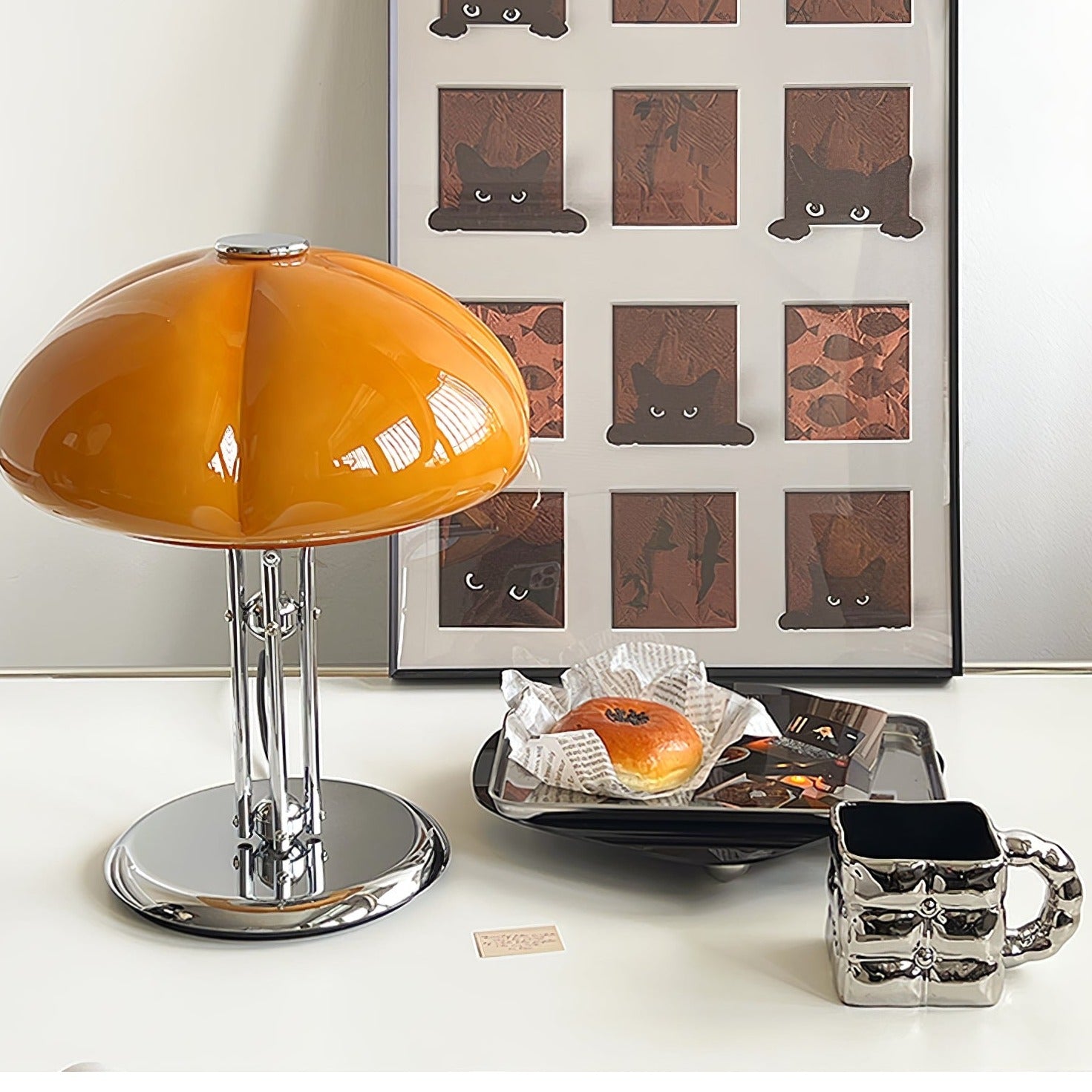 LED Mushroom Table Lamp - Modern Design with Adjustable Brightness for Home Office & Living Room Use
