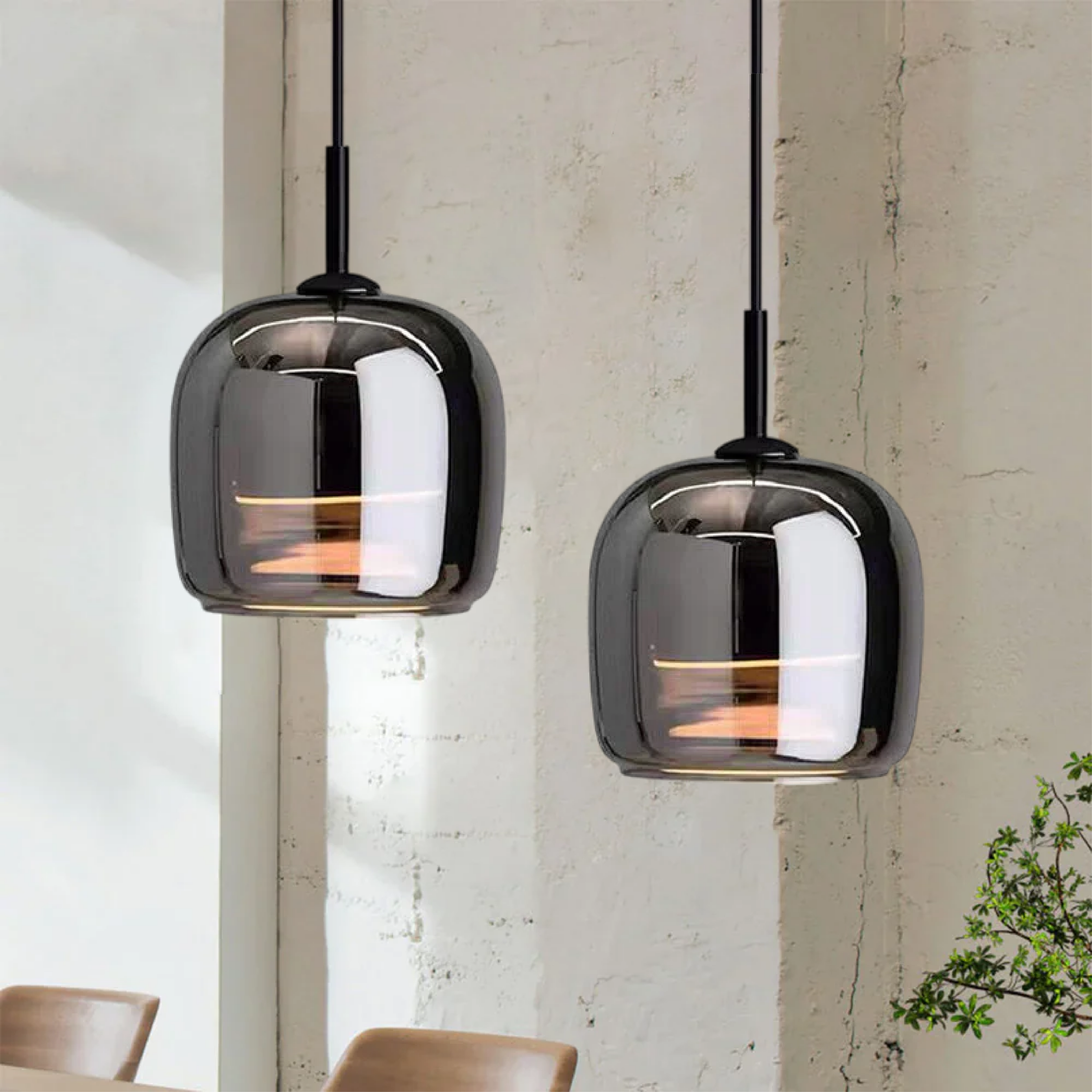 Nordic Black Glass Pendant Light Fixture for Kitchen Island & Dining Room Lighting