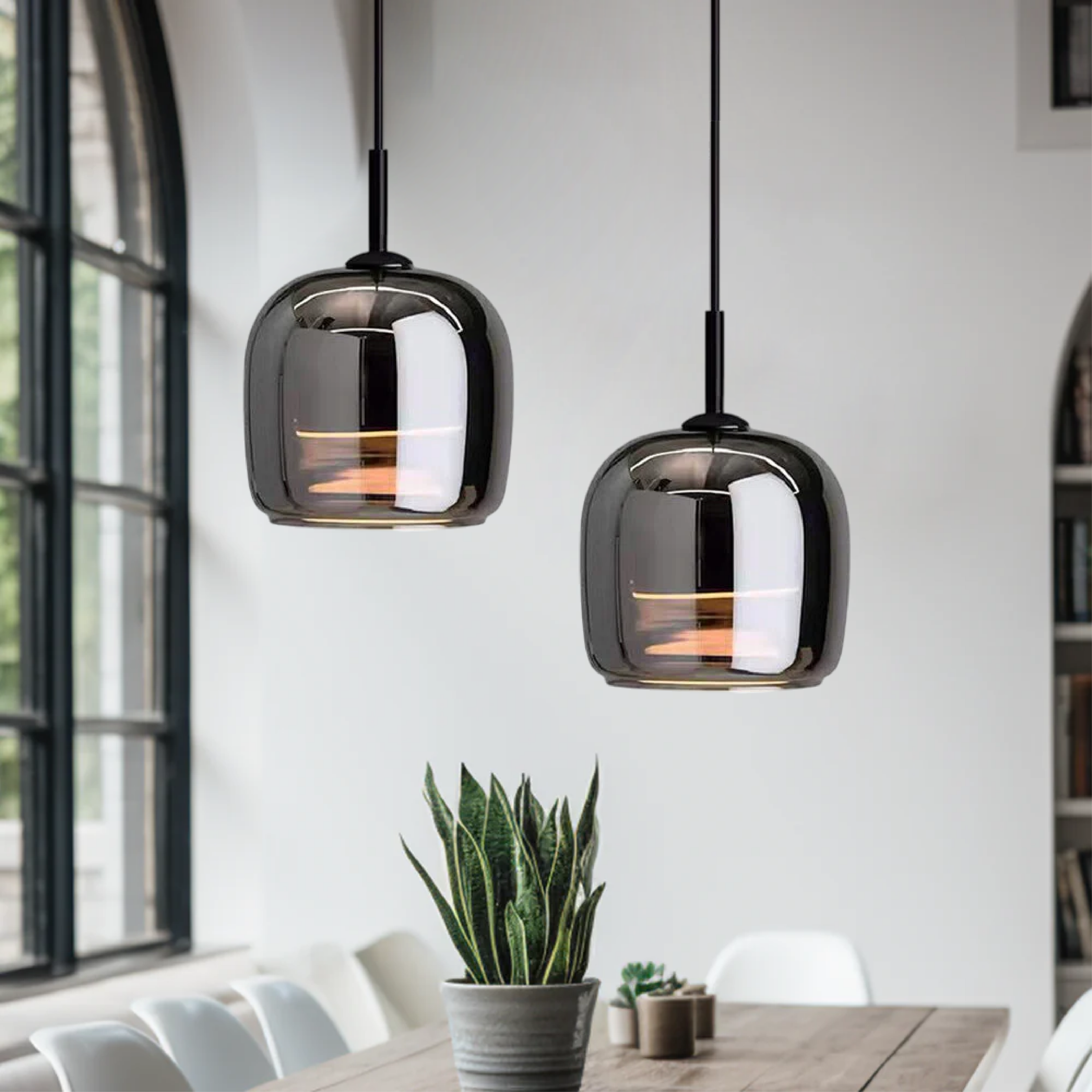 Nordic Black Glass Pendant Light Fixture for Kitchen Island & Dining Room Lighting