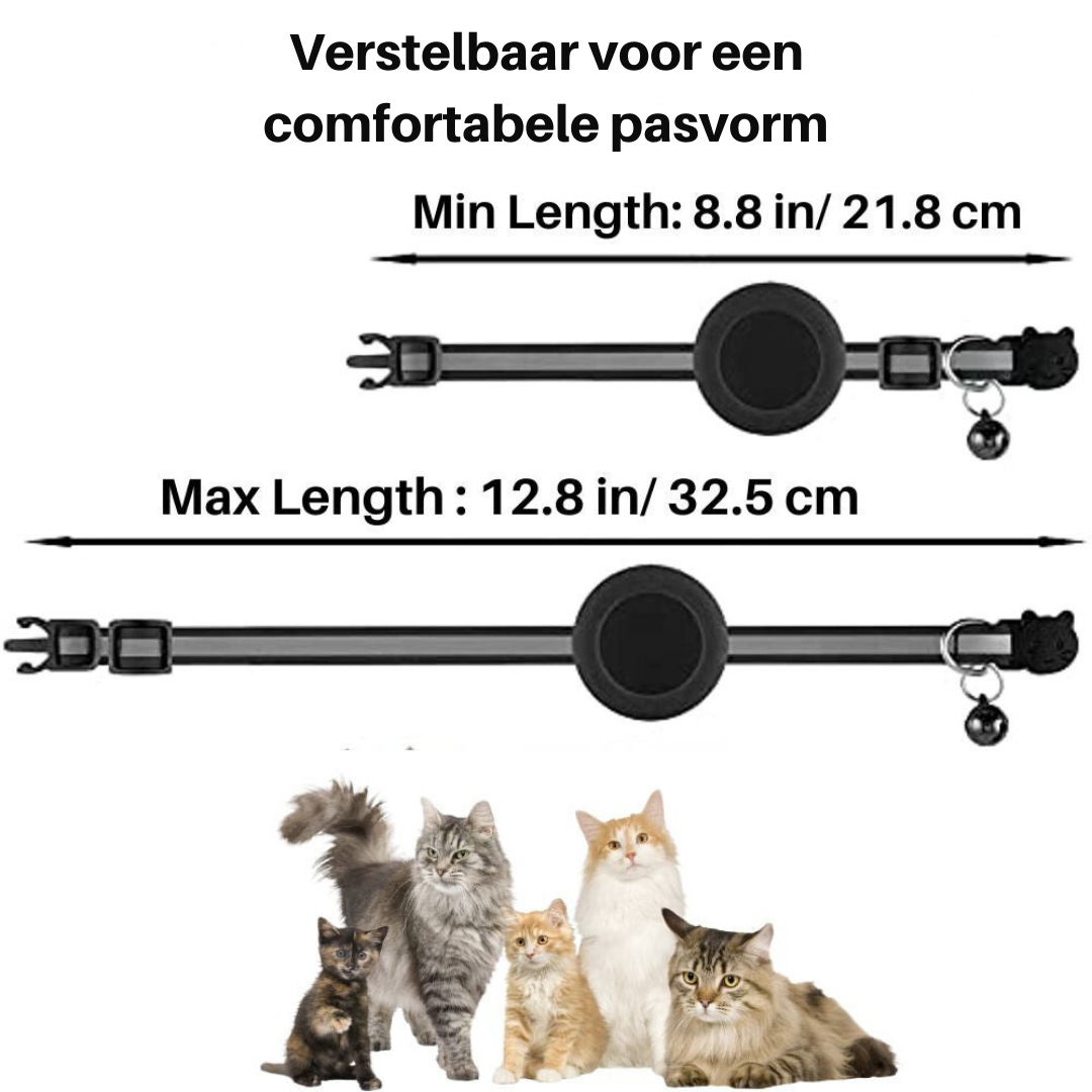 Cat Collar with Safety Buckle | GPS Tracker Holder, Reflective Design & Quick-Release for Nighttime Safety