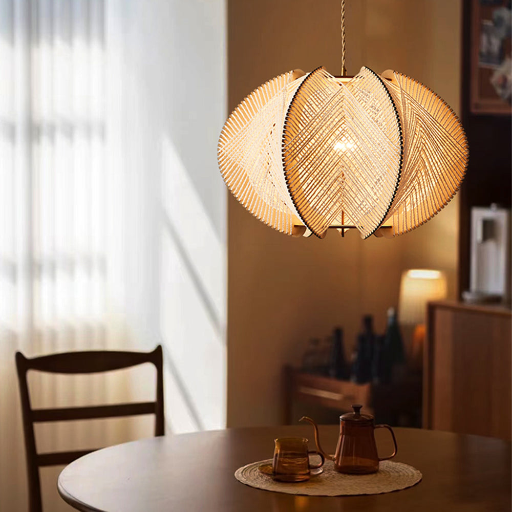 Scandinavian Wood Pendant Light Fixture - Mid-Century Design for Dining Room & Kitchen Lighting