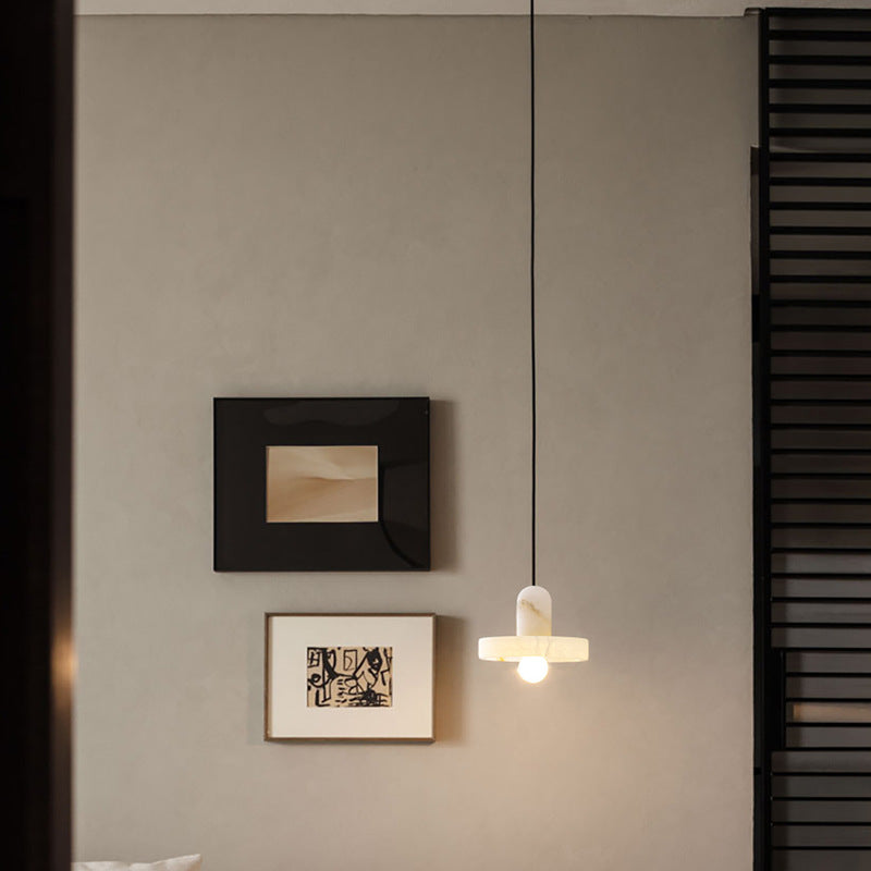 White Alabaster Marble Pendant Light Fixture for Modern Home Decor & Dining Room Lighting