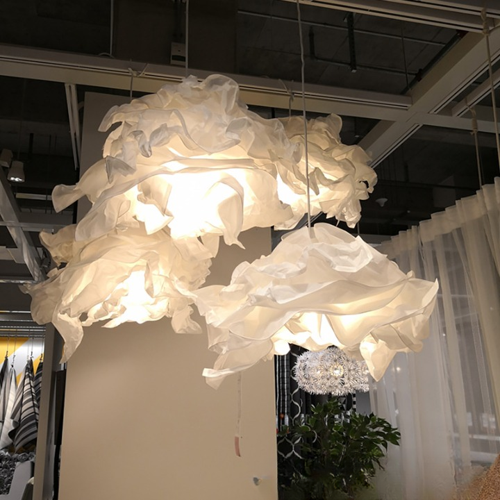 Nordic Paper Cloud Pendant Lamp - Modern Hanging Light Fixture for Living Room & Dining Room