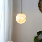 Alabaster Globe Pendant Light Fixture - Modern Hanging Ceiling Lamp for Kitchen, Dining Room & Entryway