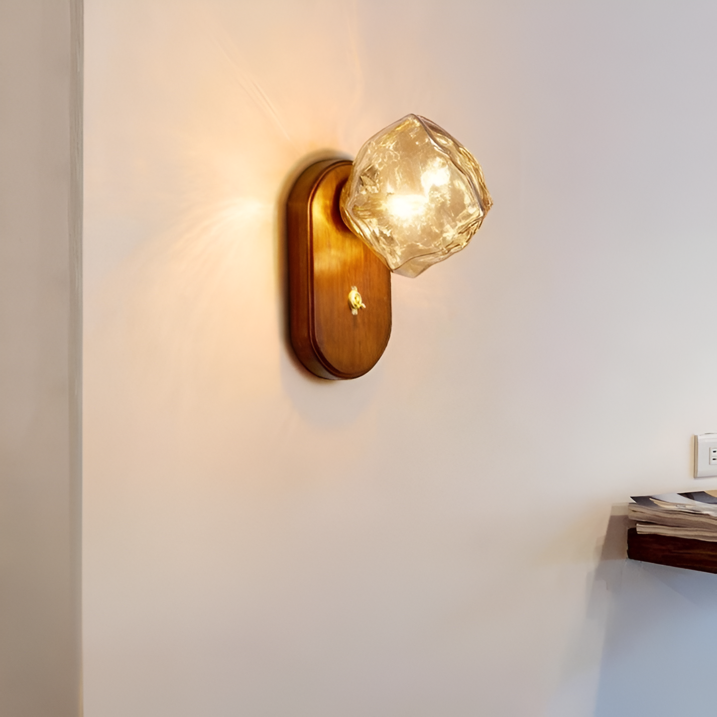 Ice Glass Cube Wall Lamp - Nordic Style Fixture for Modern Home Decor & Ambient Lighting