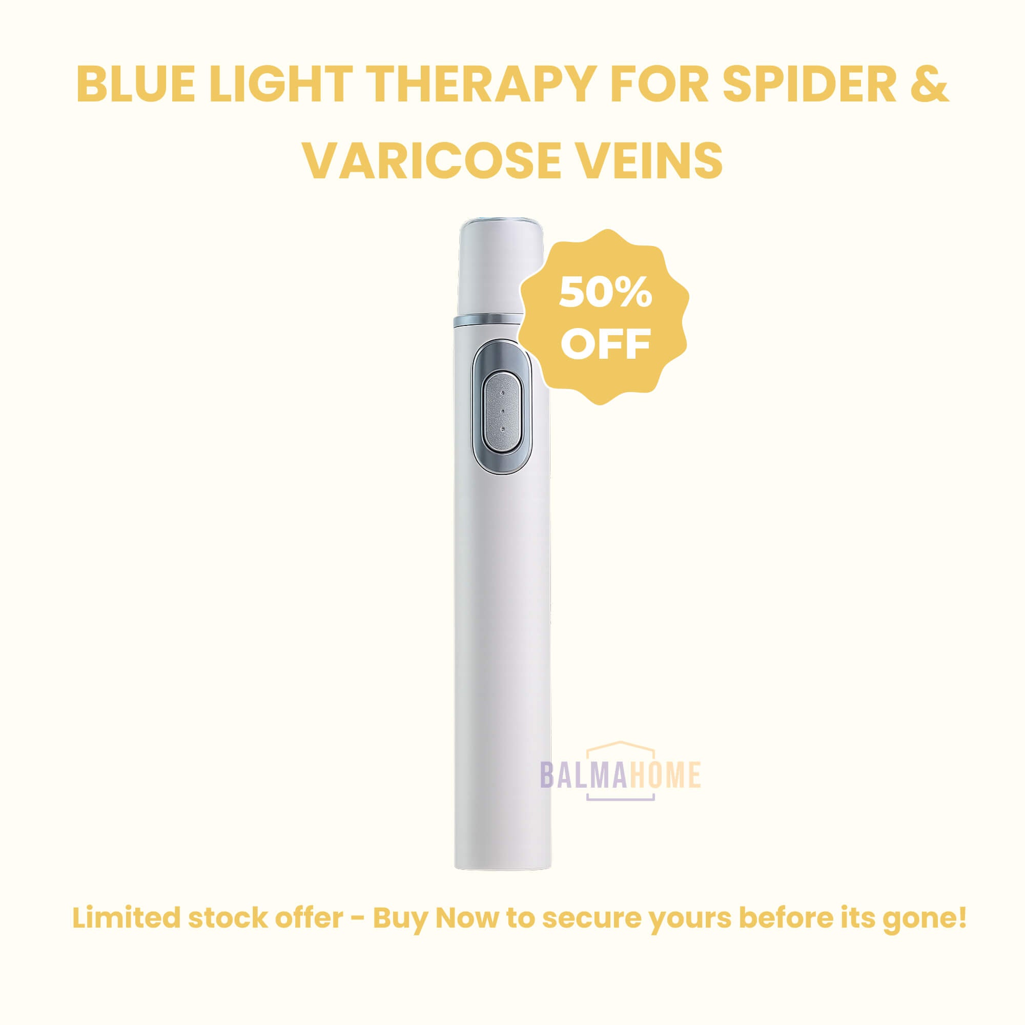 At-Home Blue Light Therapy Device | Non-Invasive Treatment for Spider & Varicose Veins, Portable & Rechargeable for Clearer Skin