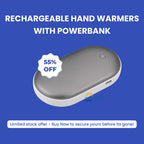 Rechargeable Hand Warmer with Power Bank | 3 Heat Levels, Fast Dual-Sided Heating & 5200mAh USB Charging for Winter Outdoor Use