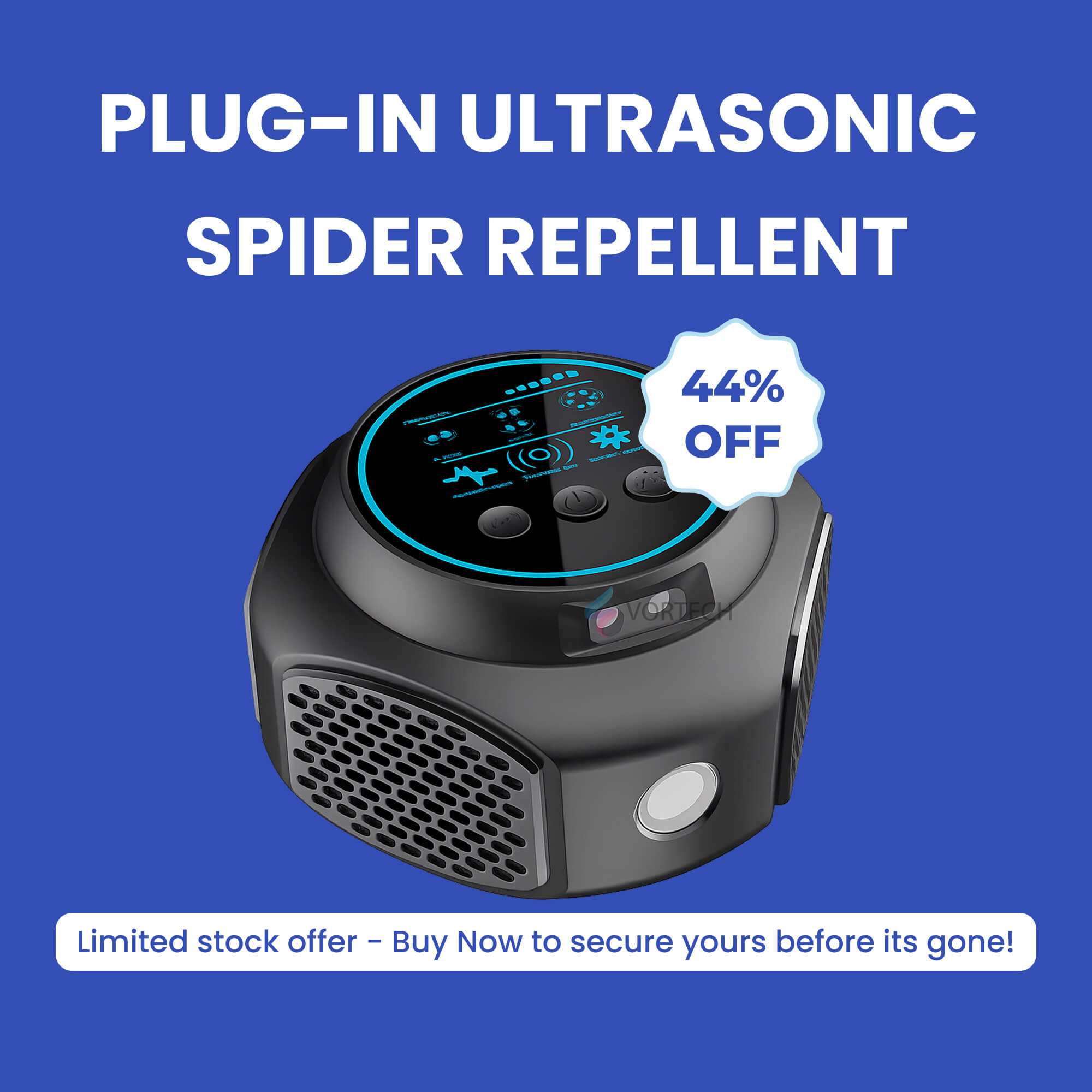 Plug-In Ultrasonic Spider Repeller | Chemical-Free, Safe & Silent for Home Coverage up to 3200 sq. ft.