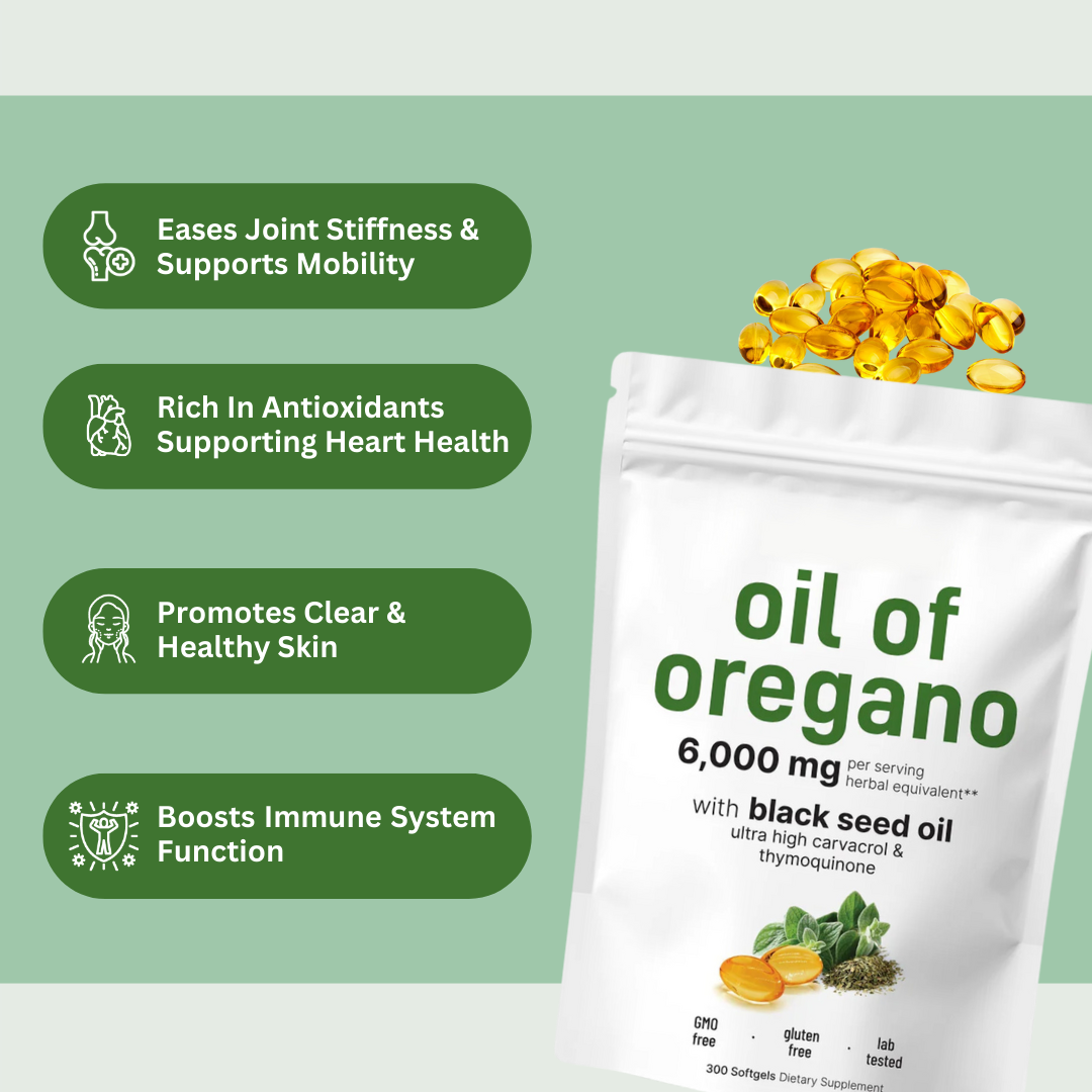 High-Strength Oregano Oil Softgels | 6000mg Immune Support & Respiratory Health for Overall Wellness