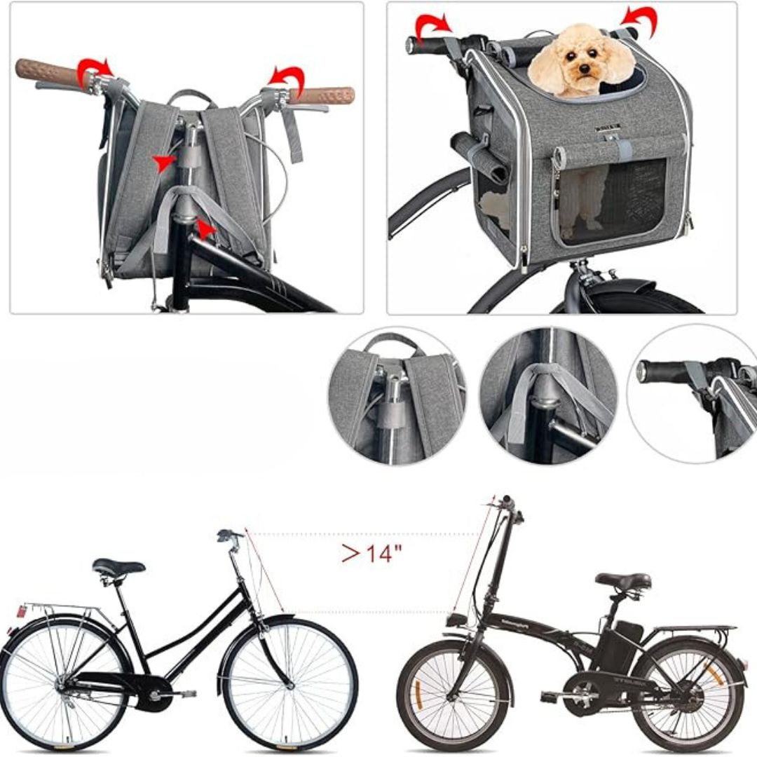 3in1 Dog Transport Bag for Bicycles | Weatherproof, Padded & Versatile Carrier for Active Dog Owners