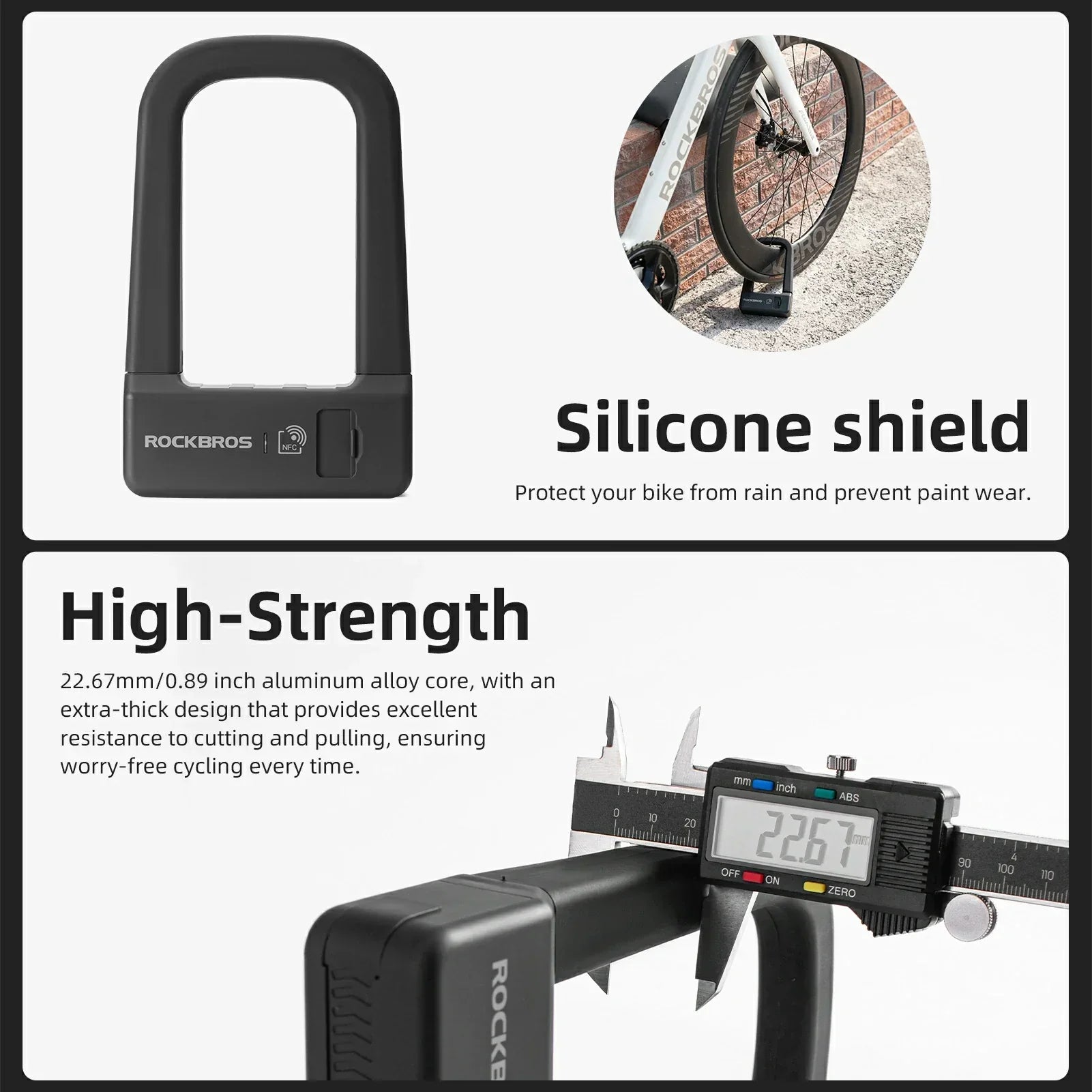 NFC Smart Bike U Lock | Heavy Duty Anti-Theft, Quick Unlock & Universal Fit for Road, Mountain & Folding Bikes