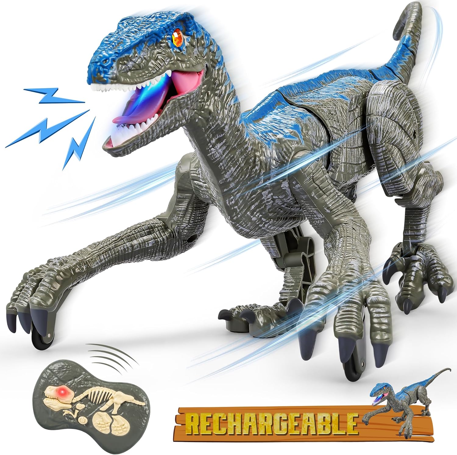 Remote Control Velociraptor Dinosaur | Lifelike Movement, Sounds & Interactive Fun for Kids Aged 3-12