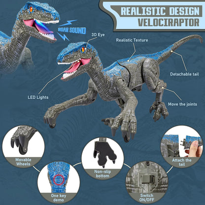 Remote Control Velociraptor Dinosaur | Lifelike Movement, Sounds & Interactive Fun for Kids Aged 3-12