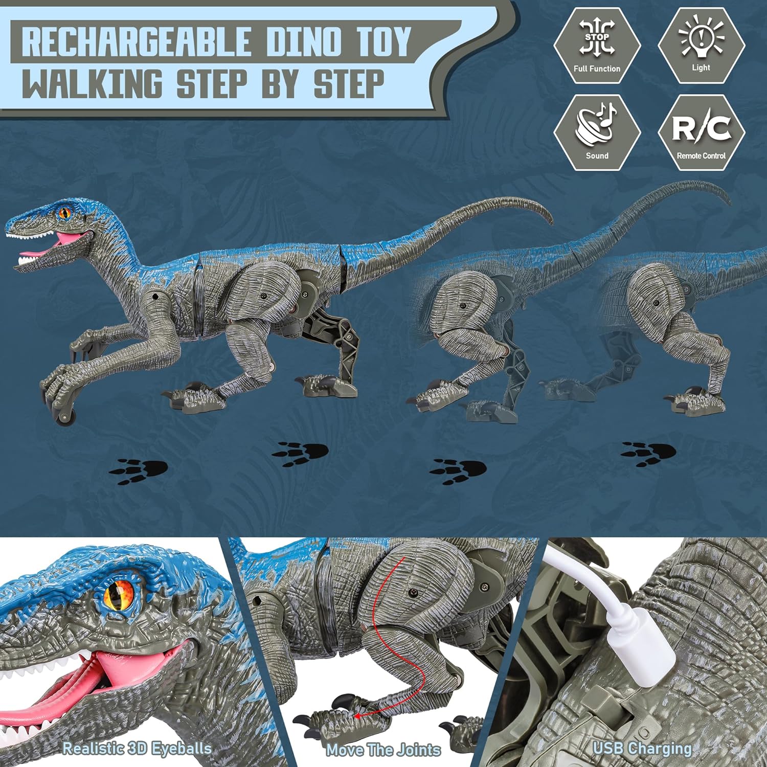 Remote Control Velociraptor Dinosaur | Lifelike Movement, Sounds & Interactive Fun for Kids Aged 3-12