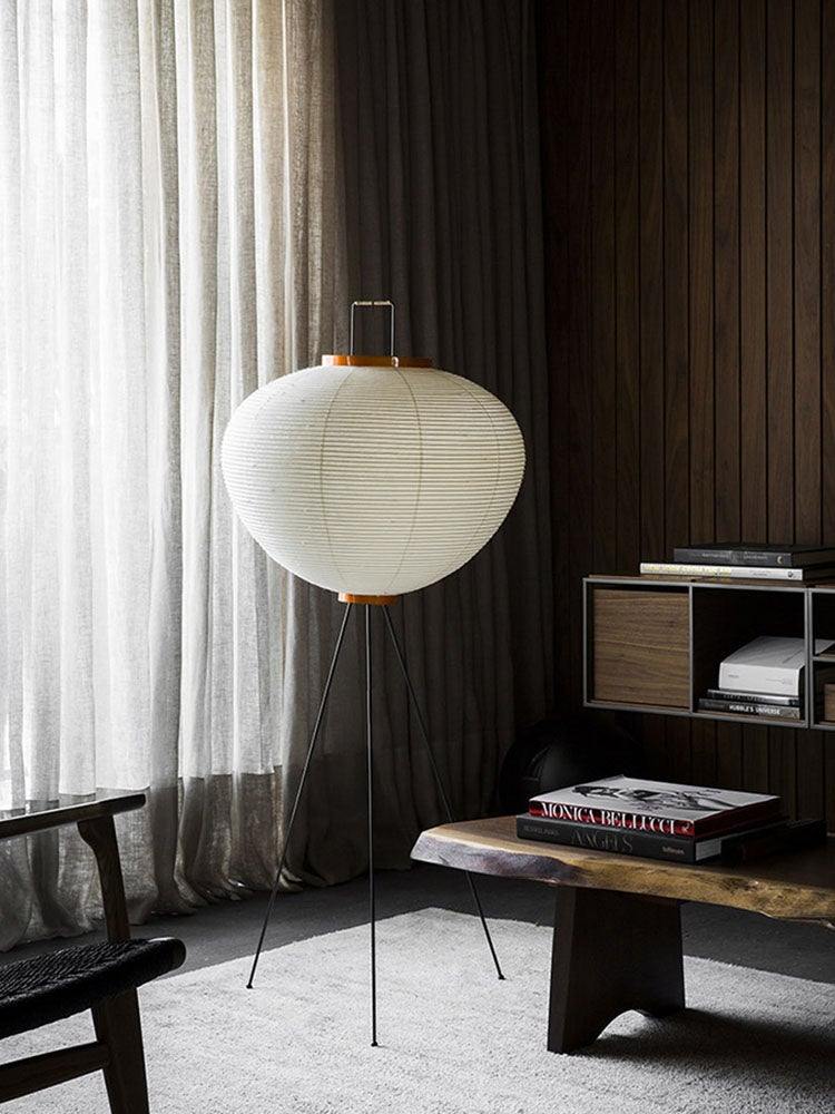LED Rice Paper Floor Lamp - Adjustable Height, Soft Ambient Light for Living Room & Bedroom Decor
