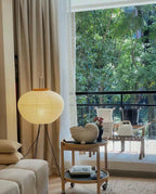 LED Rice Paper Floor Lamp - Adjustable Height, Soft Ambient Light for Living Room & Bedroom Decor