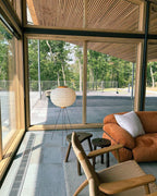 LED Rice Paper Floor Lamp - Adjustable Height, Soft Ambient Light for Living Room & Bedroom Decor