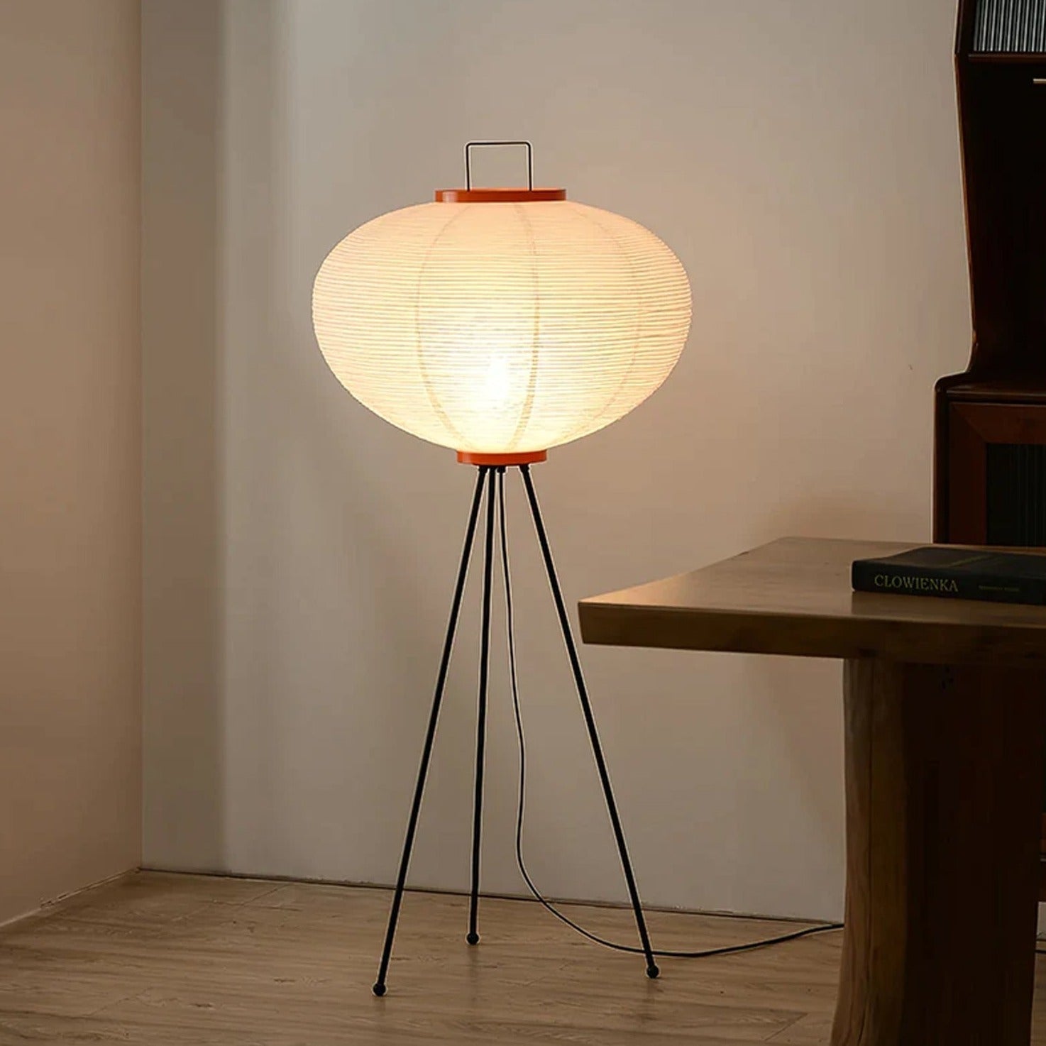 LED Rice Paper Floor Lamp - Adjustable Height, Soft Ambient Light for Living Room & Bedroom Decor
