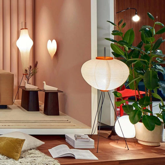 LED Rice Paper Floor Lamp - Adjustable Height, Soft Ambient Light for Living Room & Bedroom Decor