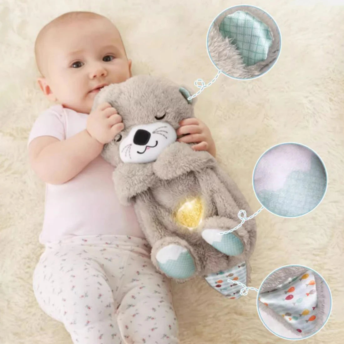 Snuggle Breathing Otter Bear | Soft Plush, Soothing Music & Ideal for Babies' Naptime and Bedtime Comfort
