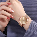 Women's 36mm Quartz Watch | Rose Gold, Water Resistant & Shock Resistant for Daily Wear