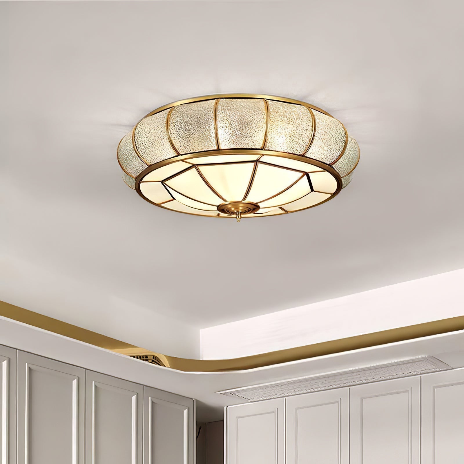 Round Textured Glass Ceiling Light Fixture for Modern Home Decor & Living Room Illumination