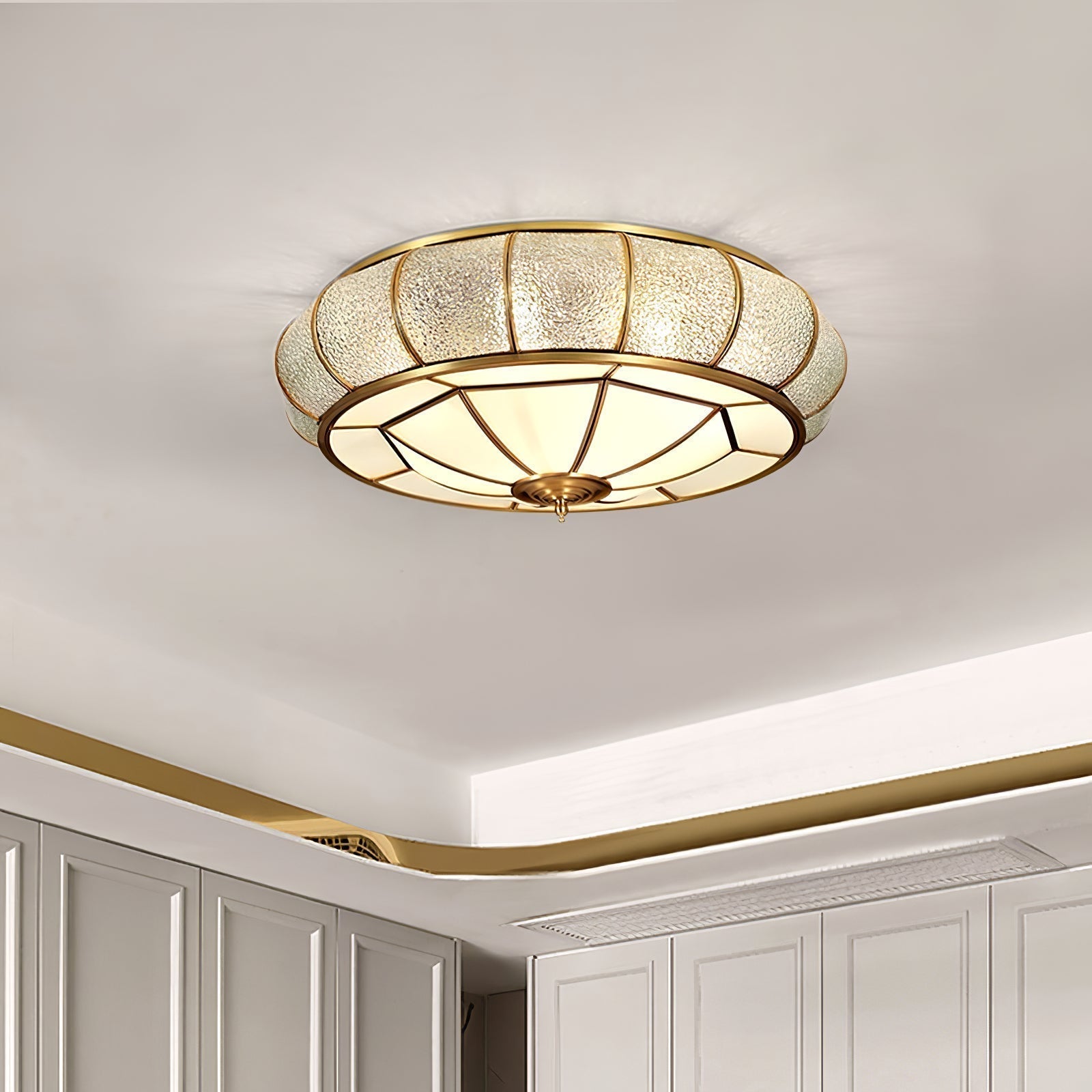 Round Textured Glass Ceiling Light Fixture for Modern Home Decor & Living Room Illumination