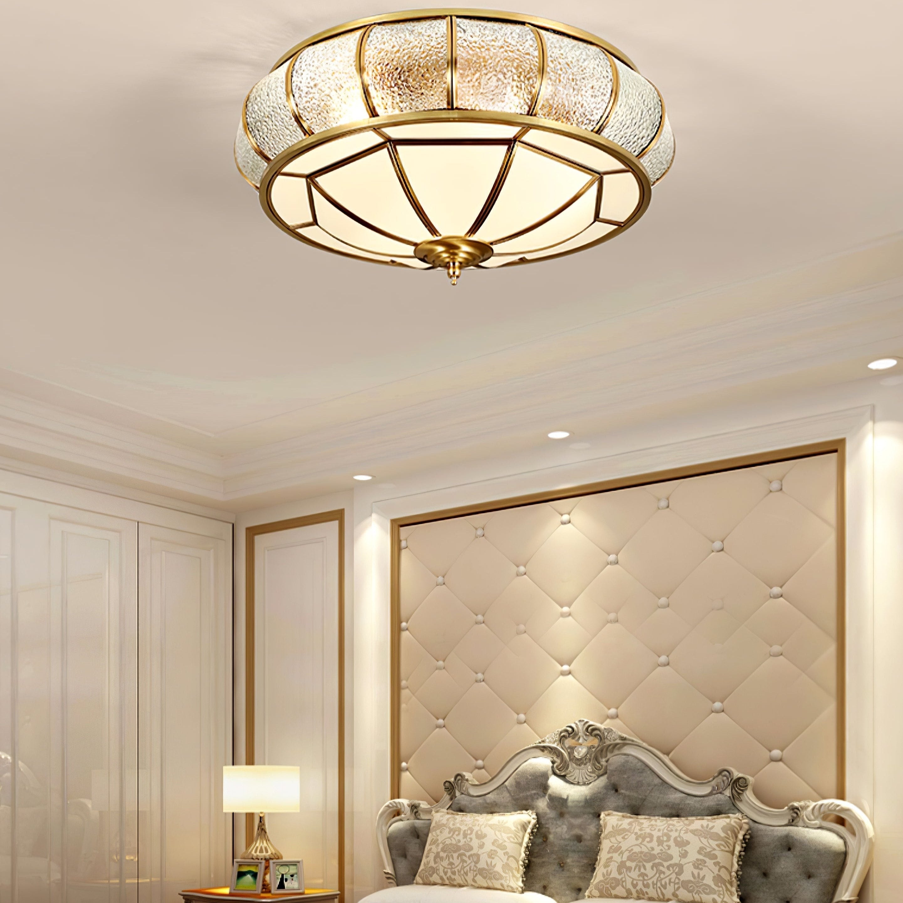 Round Textured Glass Ceiling Light Fixture for Modern Home Decor & Living Room Illumination