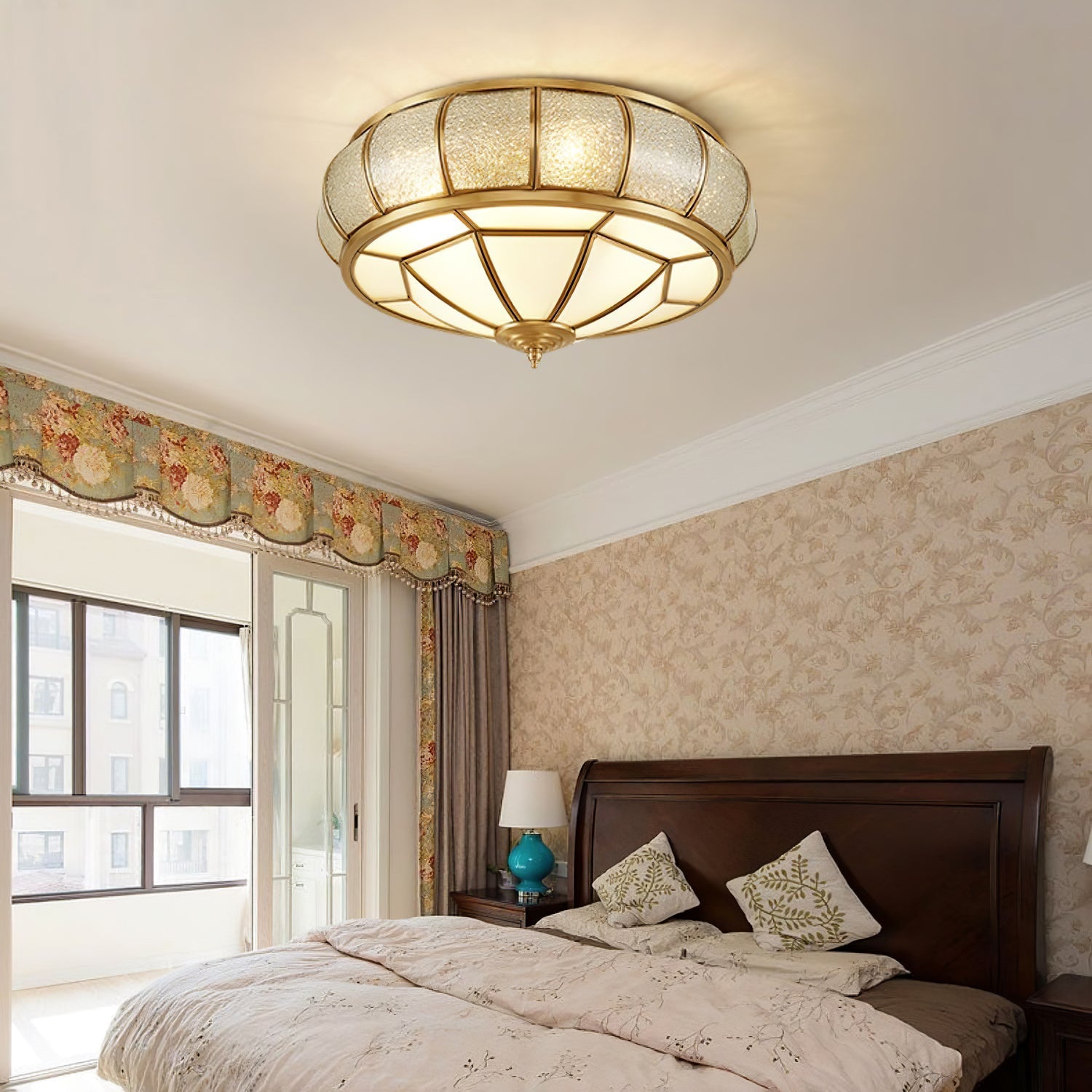 Round Textured Glass Ceiling Light Fixture for Modern Home Decor & Living Room Illumination
