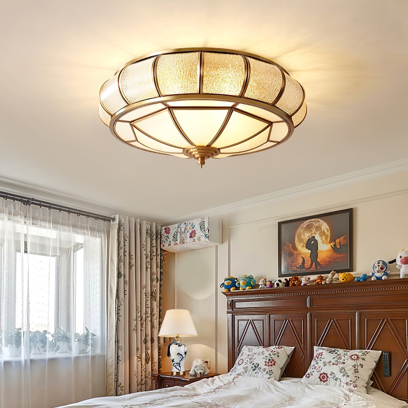 Round Textured Glass Ceiling Light Fixture for Modern Home Decor & Living Room Illumination