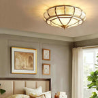 Round Textured Glass Ceiling Light Fixture for Modern Home Decor & Living Room Illumination