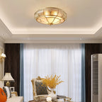 Round Textured Glass Ceiling Light Fixture for Modern Home Decor & Living Room Illumination