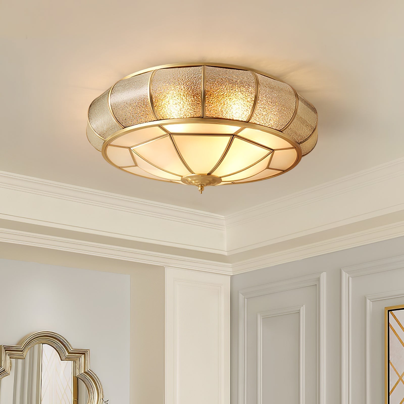 Round Textured Glass Ceiling Light Fixture for Modern Home Decor & Living Room Illumination